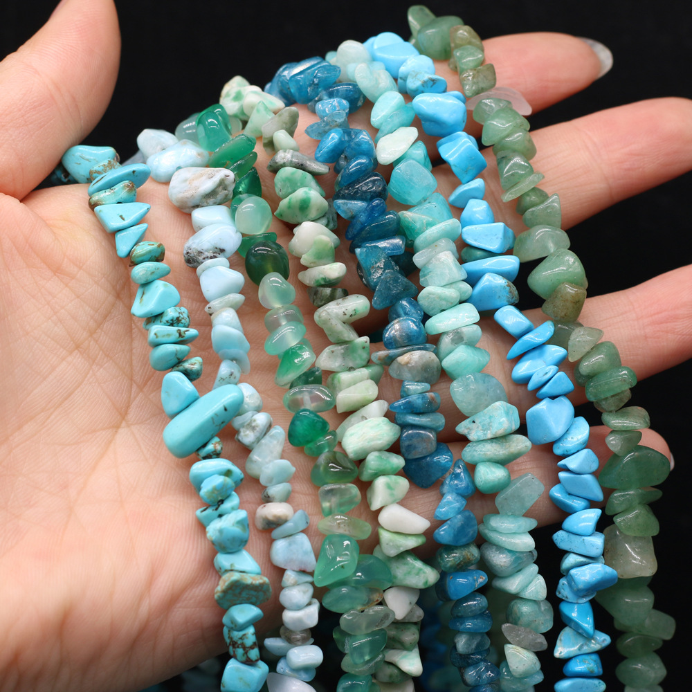 Natural crushed stone green Dongling blue pine raw stone beads with holes semi-finished DIY jewelry handcrafted accessories wholesale Application Scenario