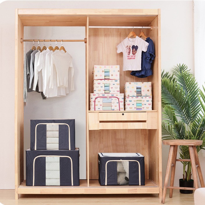 Caja de almacenamiento de ropa tela oxford impermeable al agua y a la humedad armario plegable transparente colcha de polvo caja de almacenamiento mudanza Specification image