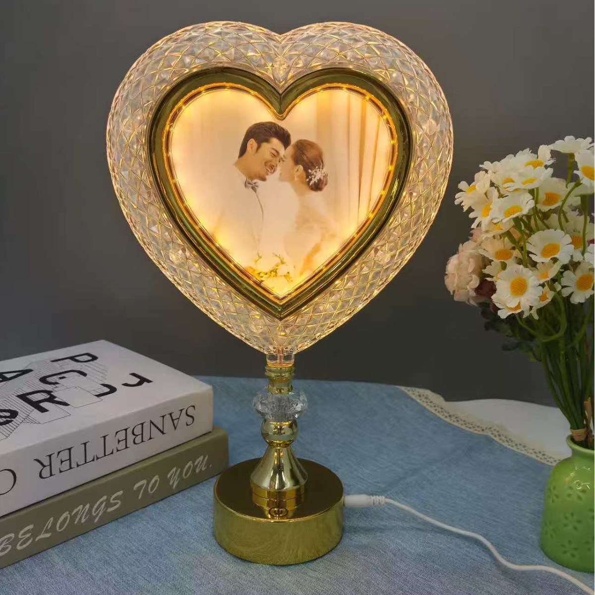 LED相框灯发光相框台灯相框镜子台灯三合一家居摆件LED照明外贸款