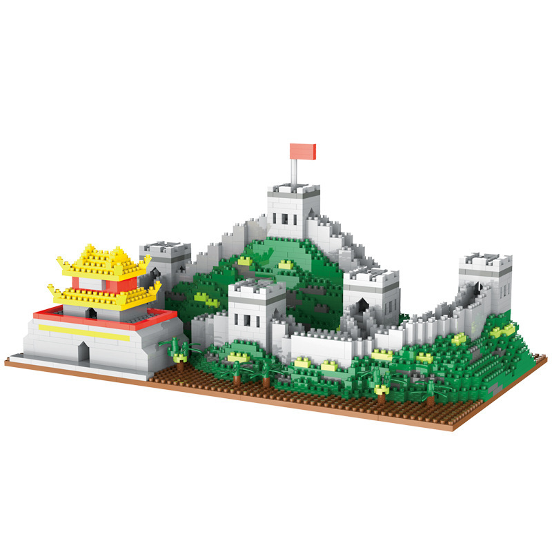 万里长城兼容乐高积木diy拼装创意建筑微颗粒成人高难度益智拼装白底实物图