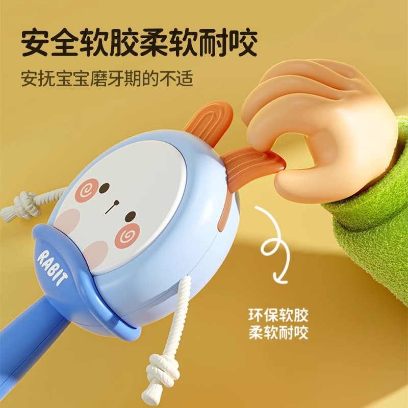 TinkerTot跨境婴儿玩具拨浪鼓0到1岁新生儿3手摇鼓6个月抓握训练可啃咬牙胶产品图