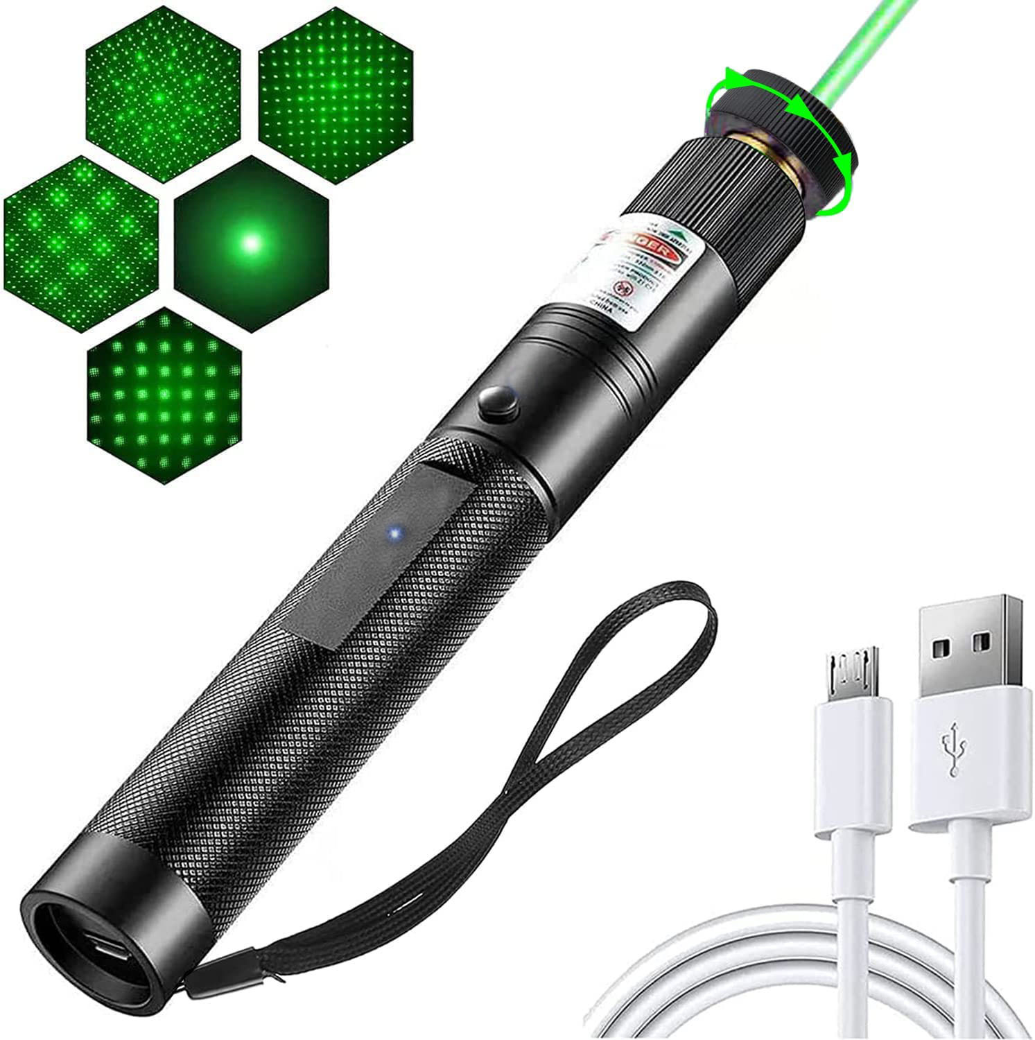 USB303 charging laser pen, laser lamp, high-power with starry sky green light, purple light, red light and infrared command pen