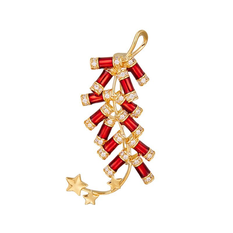 Chinese-style festive red firecracker brooch, New Year's creative pins, gifts, souvenirs, corsages and accessories Item Picture