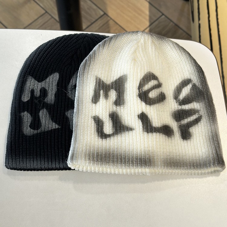 Hip-hop hat, rabbit fur, versatile knitted hat for autumn and winter, trendy Japanese style, sweet and cute, warm headpiece, cold hat with letters