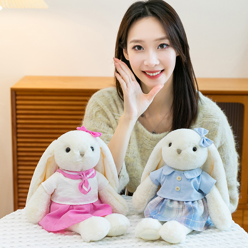 Soft and cute rabbit doll, soothing little rabbit plush toy, sailor suit, farm rabbit figurine, drooping ear rabbit doll gift Specification image