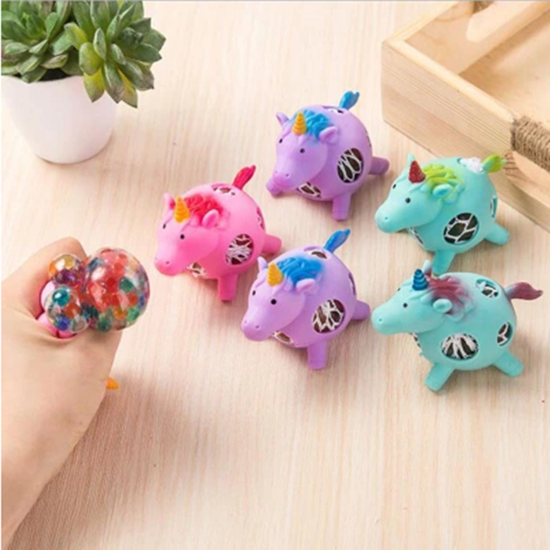 Novel and creative unicorn stress-relieving ball, colorful beads, pinching fun children's gift, stress-relieving grape ball toy details Picture