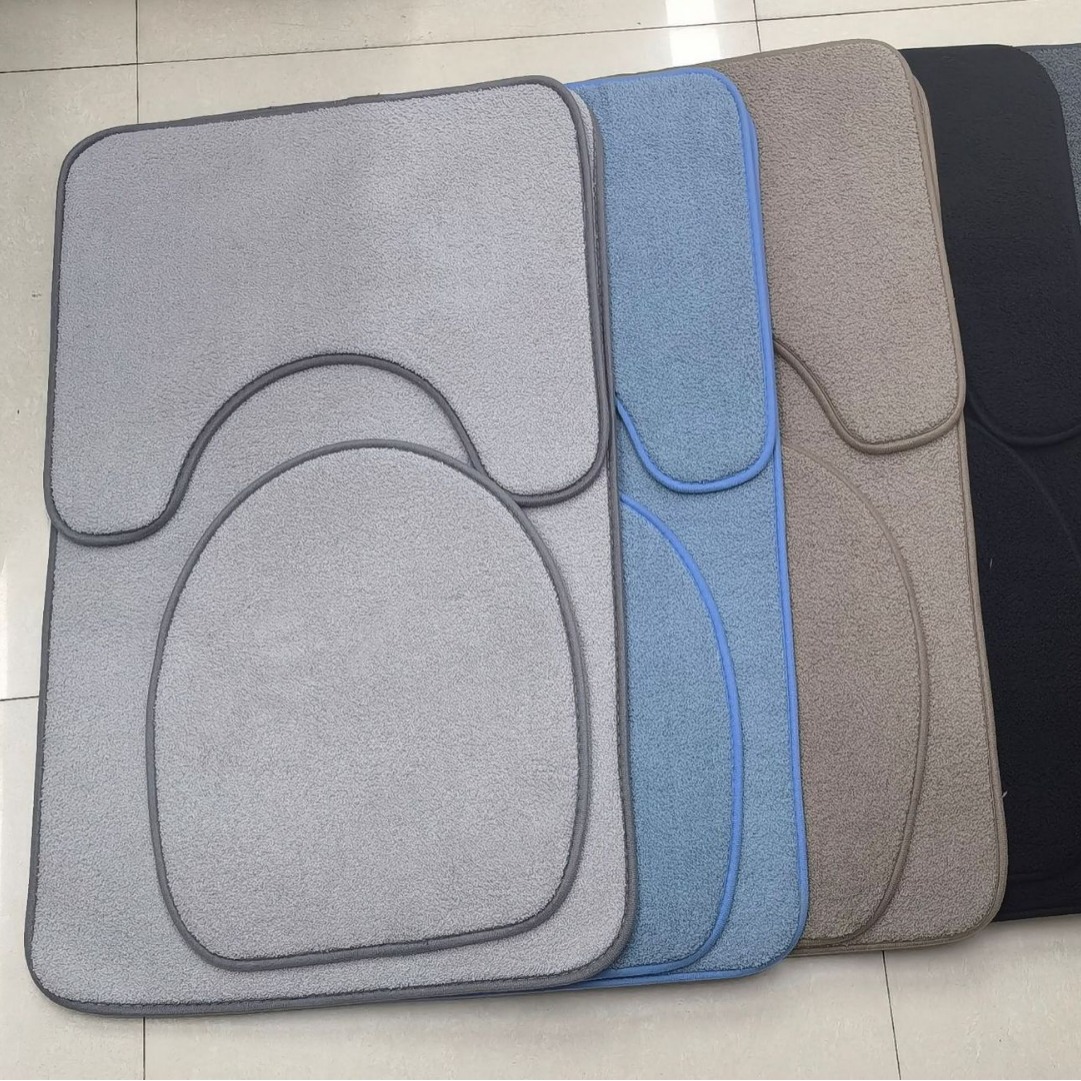 Milano fleece color sólido absorbente antideslizante baño baño asiento de inodoro U forma de dos piezas juego de tres piezas esponja piso mat