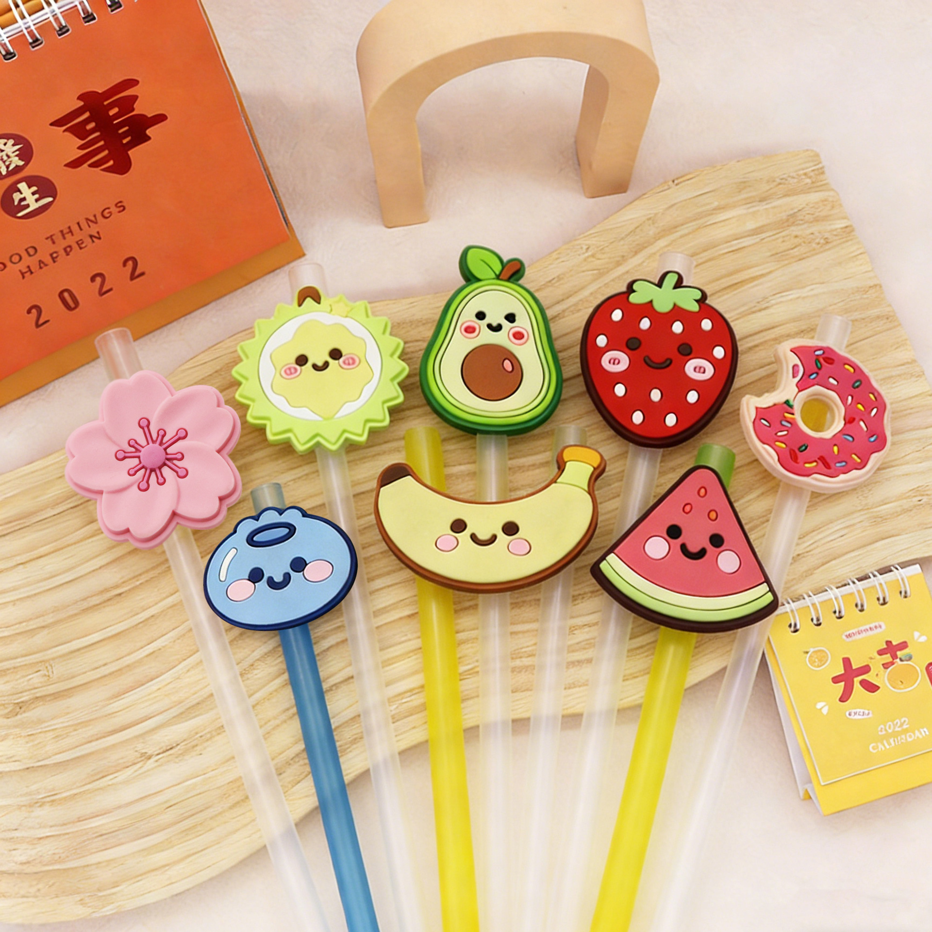 新款创意防尘吸管帽平面吸管套饮料奶茶通用可爱卡通硅胶防尘帽产品图
