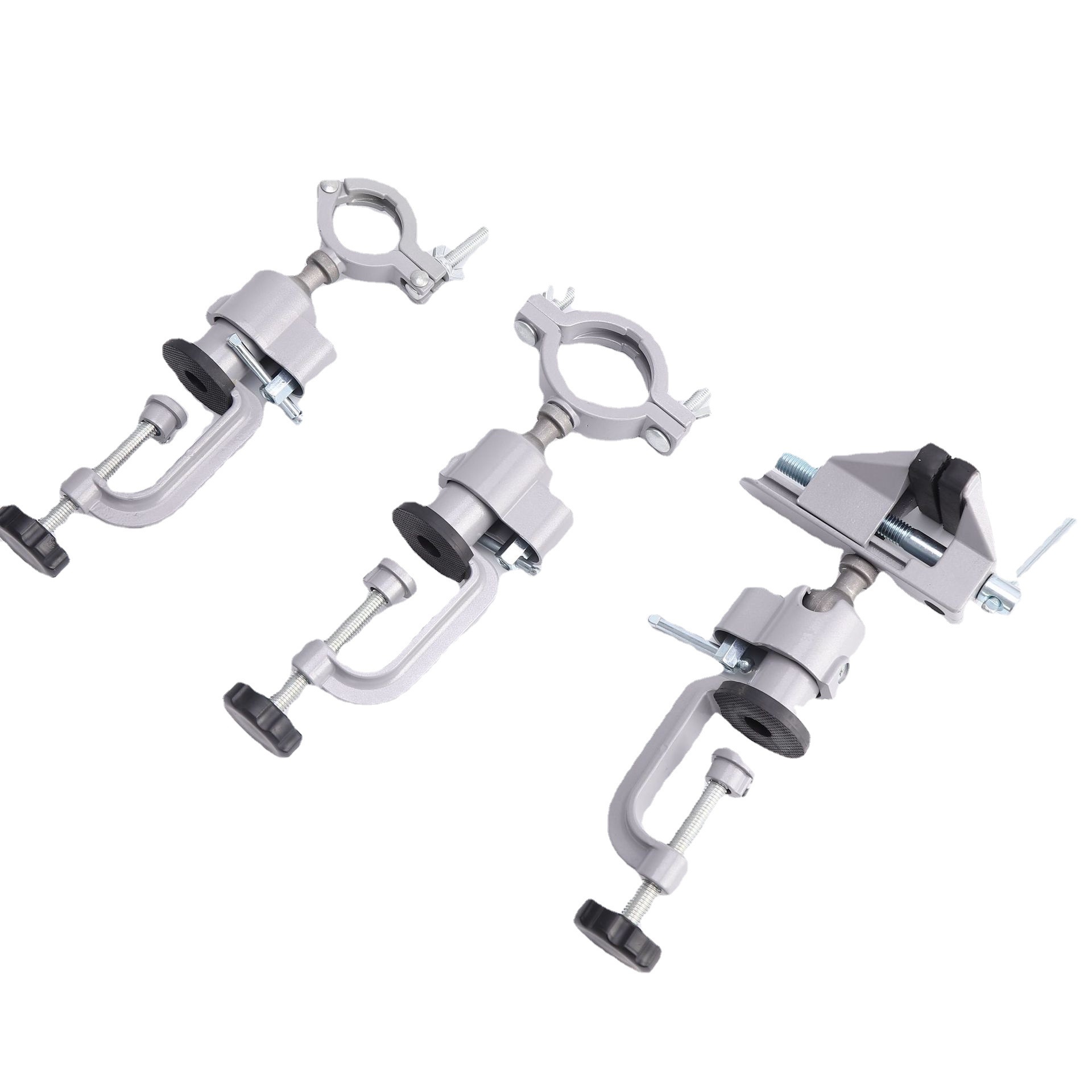 Mini universal rotating fixed bracket, aluminum alloy multi-functional electric grinding machine, electric drilling table, vise frame, small bench vise Item Picture
