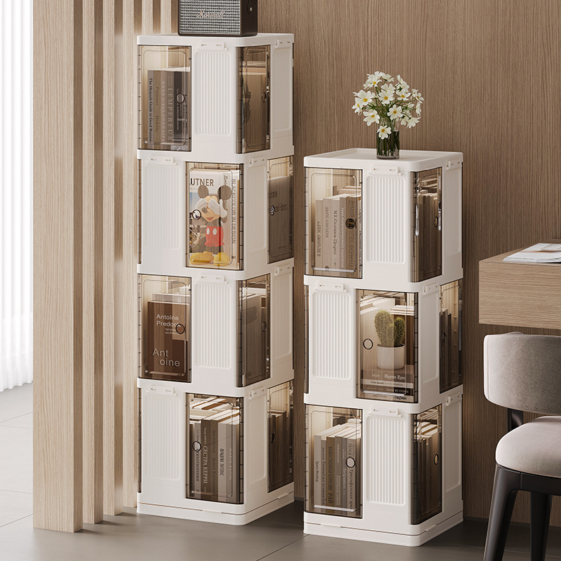 Rotating bookcase, simple multi-layer floor-standing snack storage rack, home storage cabinet, bookcase, no need to install storage racks Application Scenario