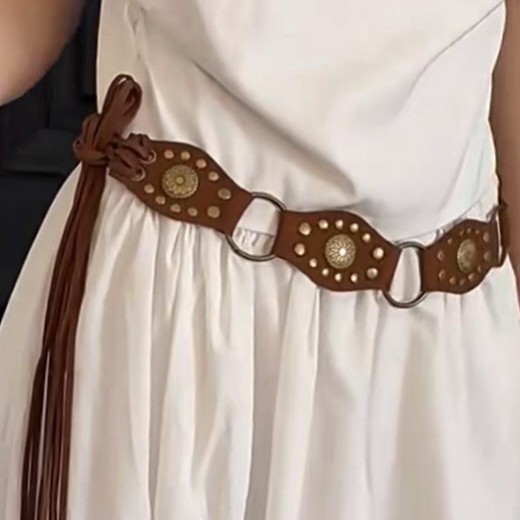 Bohemian-style sunflower waist chain belt, vacation-style accessories, dress pants, ethnic-style waist rope, wide waistband