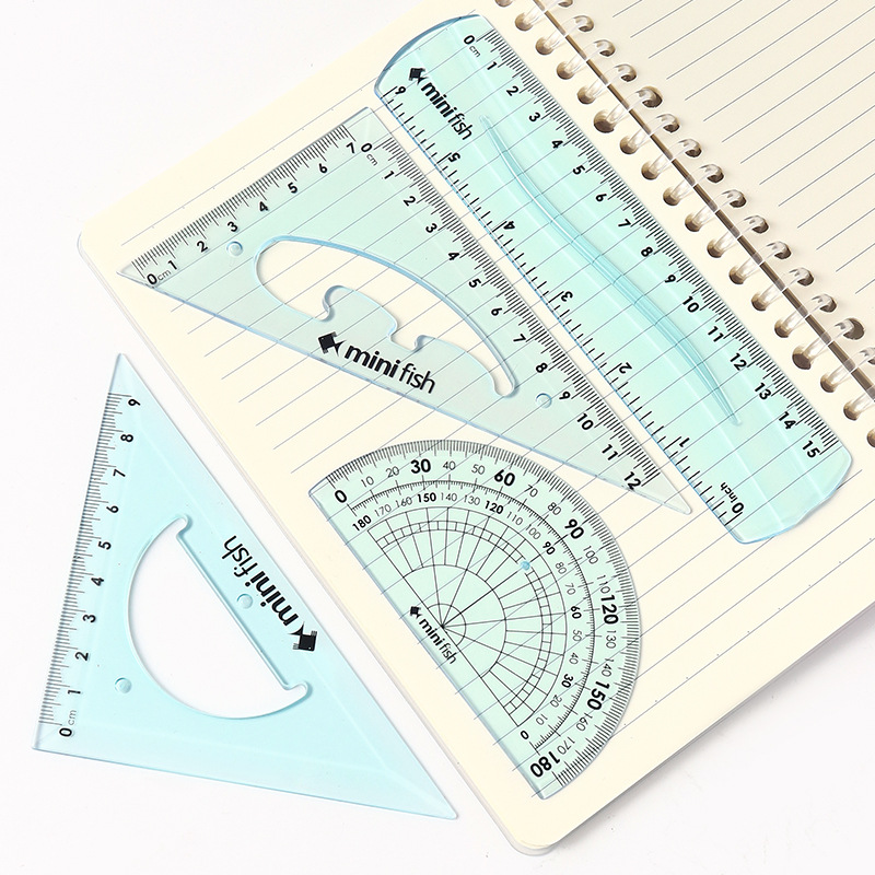 跨境外贸套装尺15cm软套尺学生彩色学习用品文具软尺子四件套批发白底实物图
