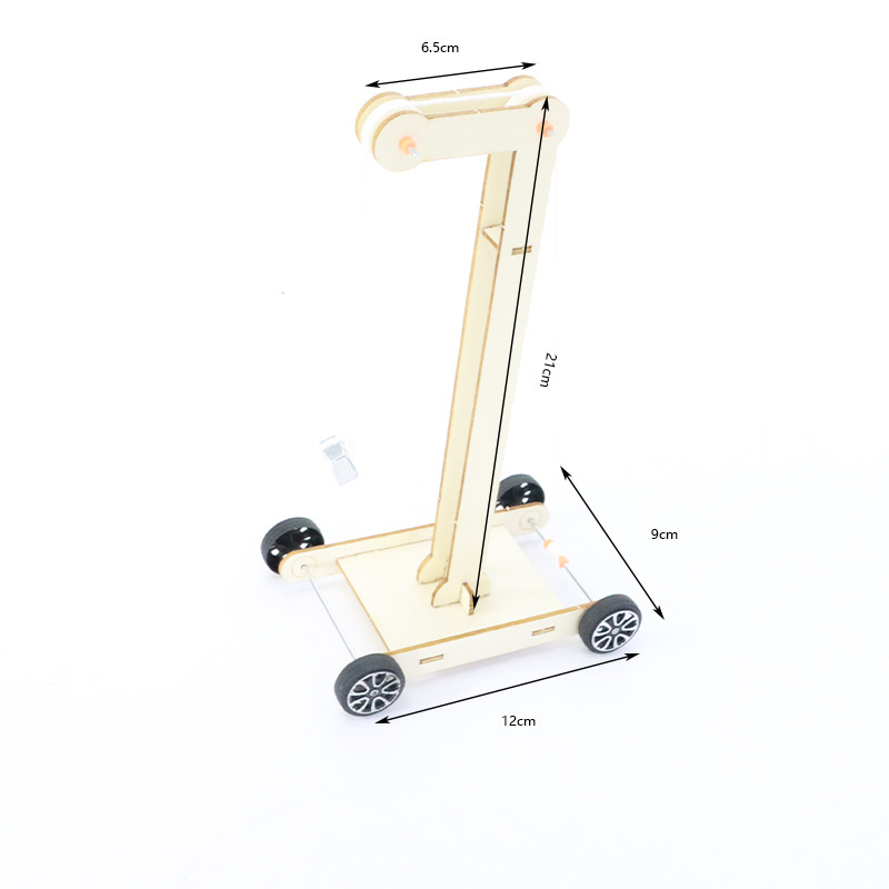 diy gravity cart made of wood, small technology gravity cart, pulley cart, primary school science teaching aid details Picture