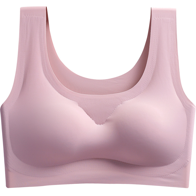 工厂直销安心无痕聚拢内衣运动瑜伽背心无钢圈冰丝零束缚睡眠文胸白底实物图