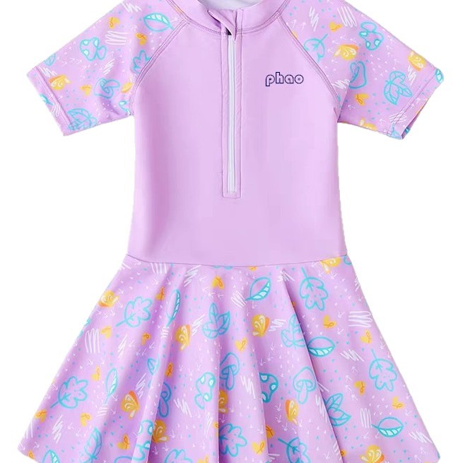 2026 New children's swimsuits, one-piece skirts, swimsuits for small, medium and large girls, water park, beach and hot spring swimsuits Item Picture
