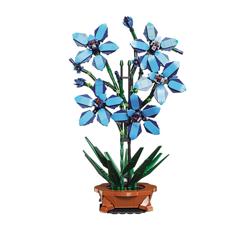 Cross-border new children's educational assembly building blocks, small particle artificial blue orchid, DIY decorative ornaments, potted plants Application Scenario