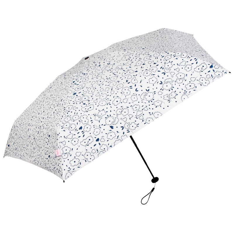 New 5-fold lightweight sun umbrella, 5-bone manual folding mini umbrella, plain printed sunshade pocket umbrella Item Picture
