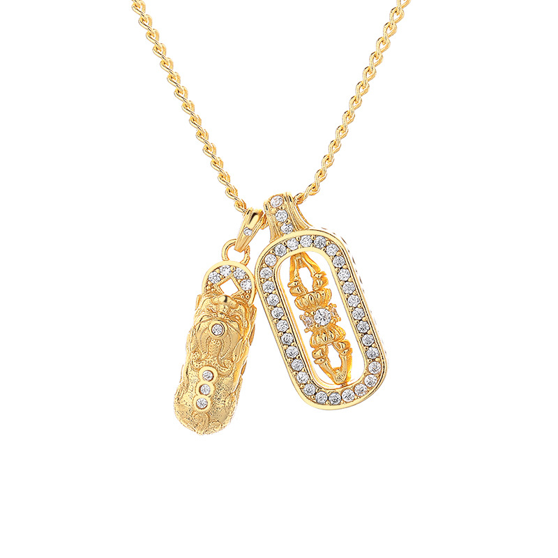 New copper gold-plated light luxury PI Xiu pillar necklace for women, a niche Chinese-style New Year neckchain pendant with a national trend Item Picture