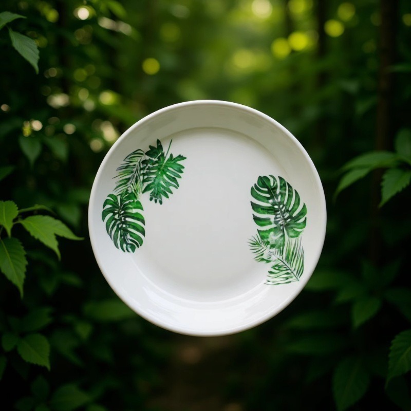 外贸密胺韩式烤肉盘商用圆盘自助餐盘西餐水果甜品小吃盘密胺餐具