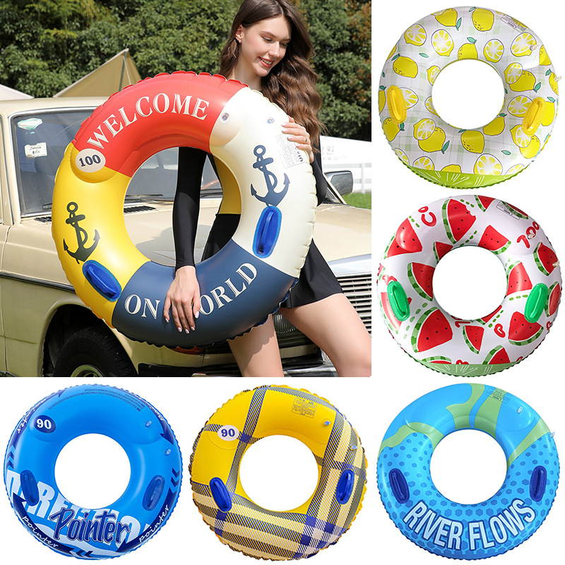 Enlarged and thickened handle armpit circle double airbag swimming ring, adult photo check-in pirate ship anchor inflatable swimming ring
