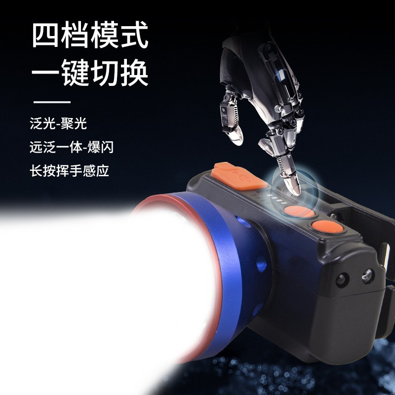 Pailide Cross-border high-power sensor headlamp with long-range flashing integrated 8+1 strong light aluminum alloy for outdoor night fishing and cycling Specification image