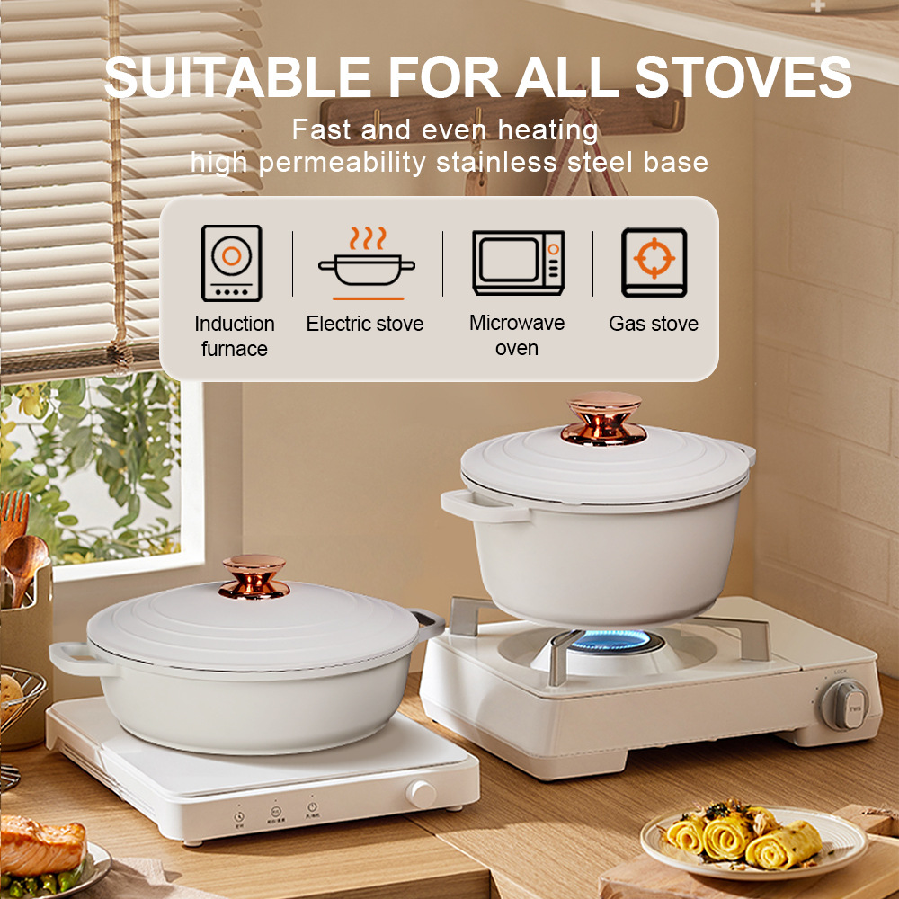Donnor en stock de suministro de porcelana estilo 18pcs set personalizado al por mayor die casting granite cooker pot set antiadherente Specification image