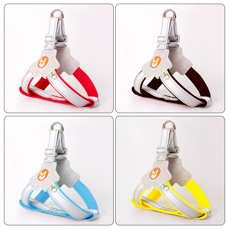 Dog leash, vest type pet chest and back strap, dog leash for Shiba Inu Corgi, reflective anti-explosion dog leash for chest and back details Picture