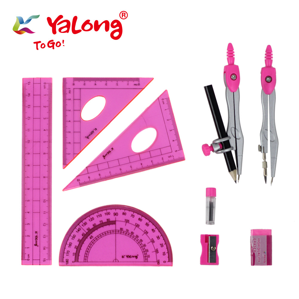 Compass set, drawing tools, compass and ruler combination set, teaching AIDS for students details Picture