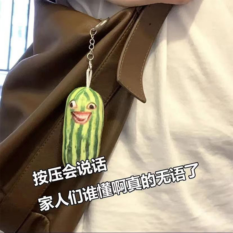 Who can understand the funny watermelon stick keychain pendant? Creative plush expression and personalized pendant Specification image