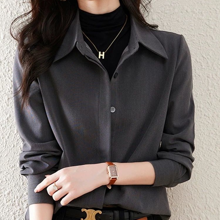 2025秋冬新款复古港风高品质衬衫加厚长袖设计感小众女士衬衣