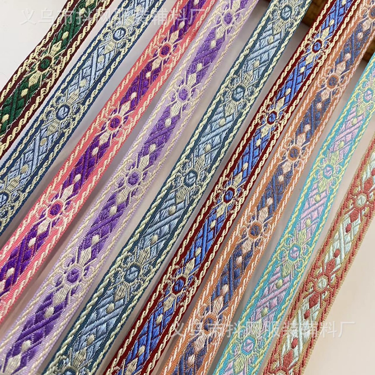 1.5cm handmade DIY bow, ethnic style jacquard embroidery, ribbon, hair accessory, headwear, edge strap, gift box, packaging strap