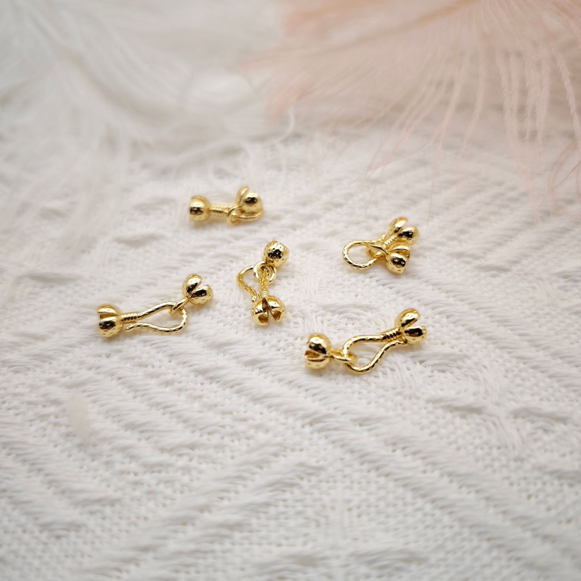 Copper-plated 18K real gold Sichuan pepper end bead clasp, 14K gold color retention diy bracelet necklace flower bud connection buckle