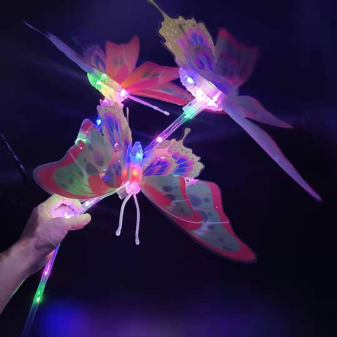 新款炫彩蝴蝶闪光棒发光发亮手持蝴蝶厂家批发地推小礼物