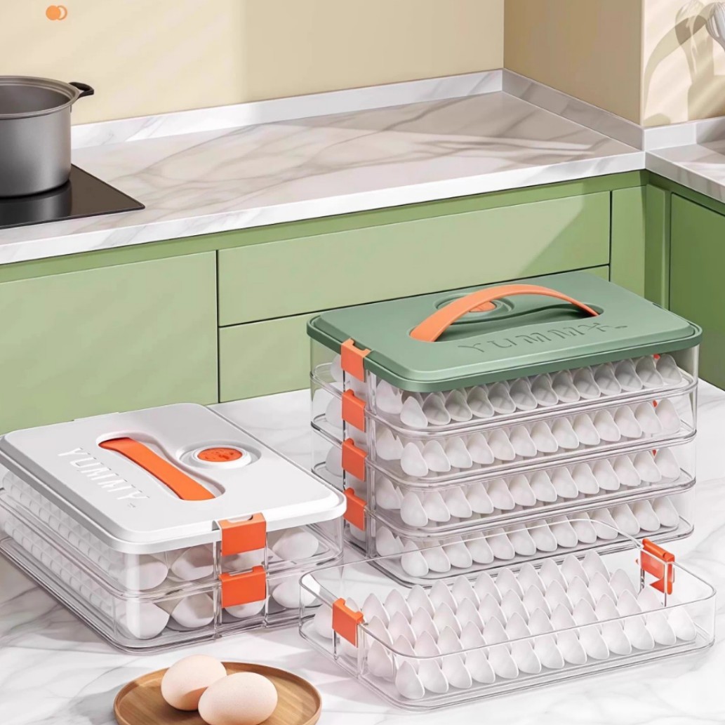 Dumpling storage box, freezer box, multi-layer storage box for frozen dumplings in the refrigerator, wonton box, household dumpling quick-freezing and preservation box details Picture