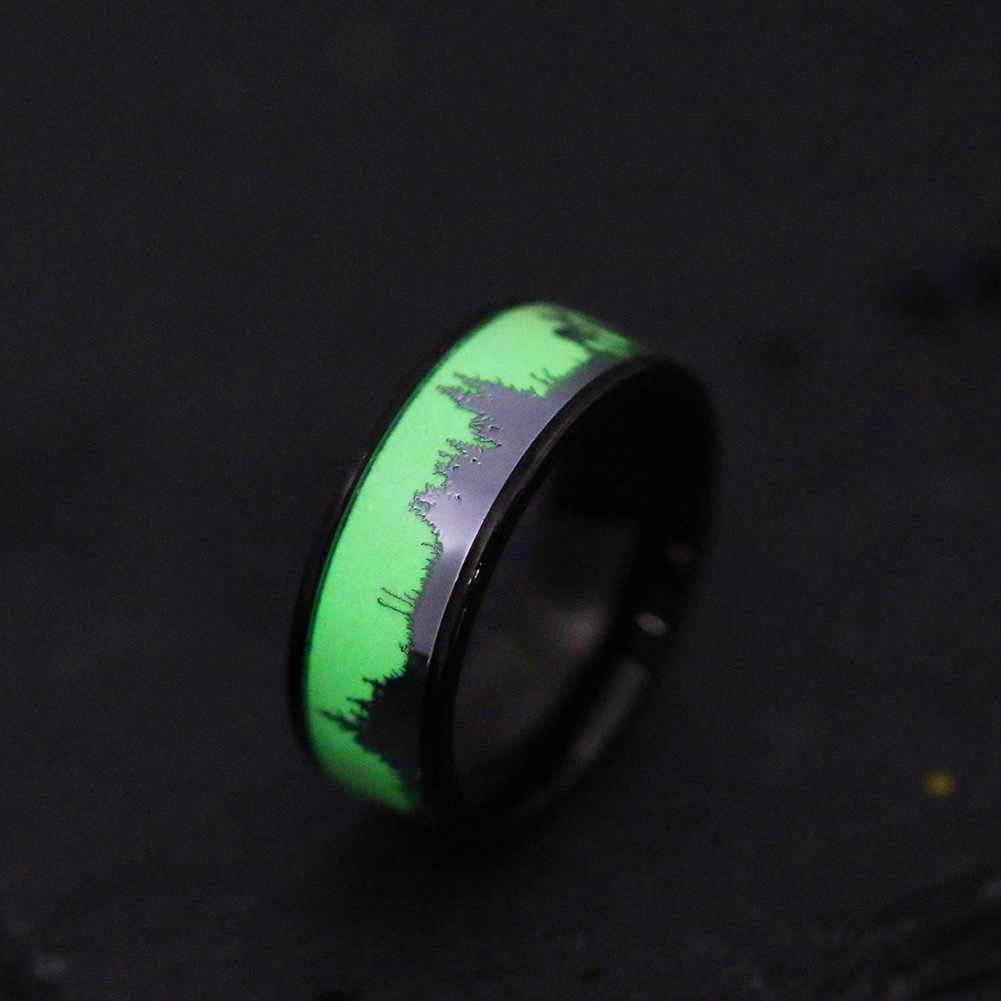Cross-border best-selling Christmas gifts: Deer titanium steel luminous ring Christmas jewelry wholesale details Picture