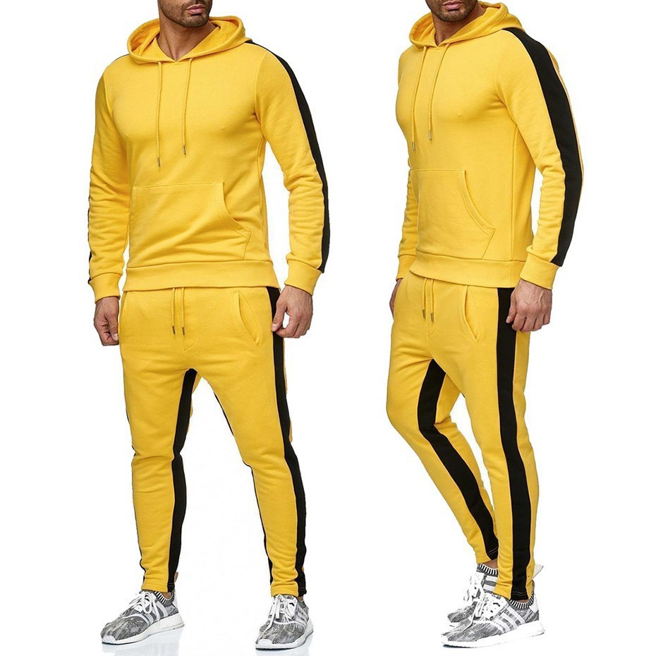 Cross-border men's and women's striped sweatshirt set, new sporty two-piece set for foreign trade, men's casual sporty sweatshirt Specification image