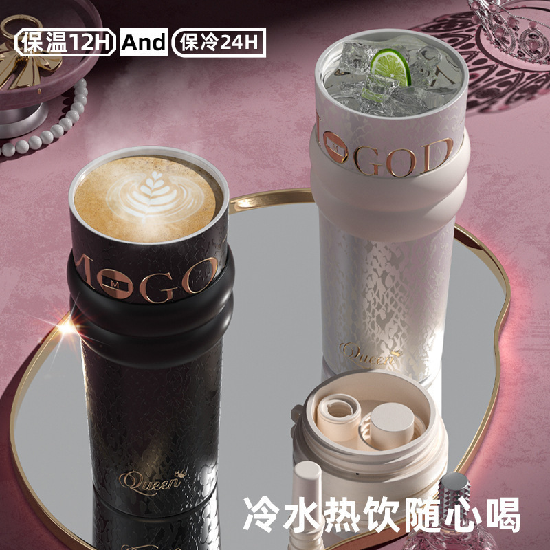 Cross-border large-capacity stainless steel insulated cup, handle rope, portable car cup, high appearance level, women's straw, ice king cup Specification image