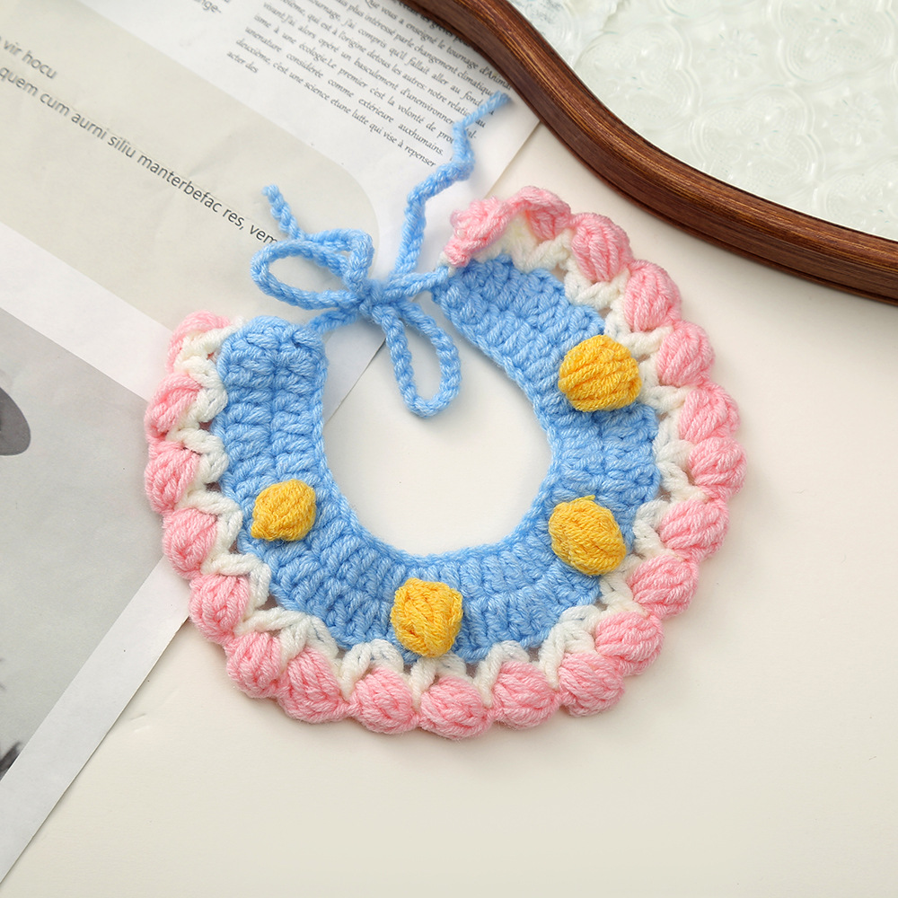 可爱迷你钩针口水巾手工编织针织毛线宠物围兜公仔玩偶DIY装饰品细节图