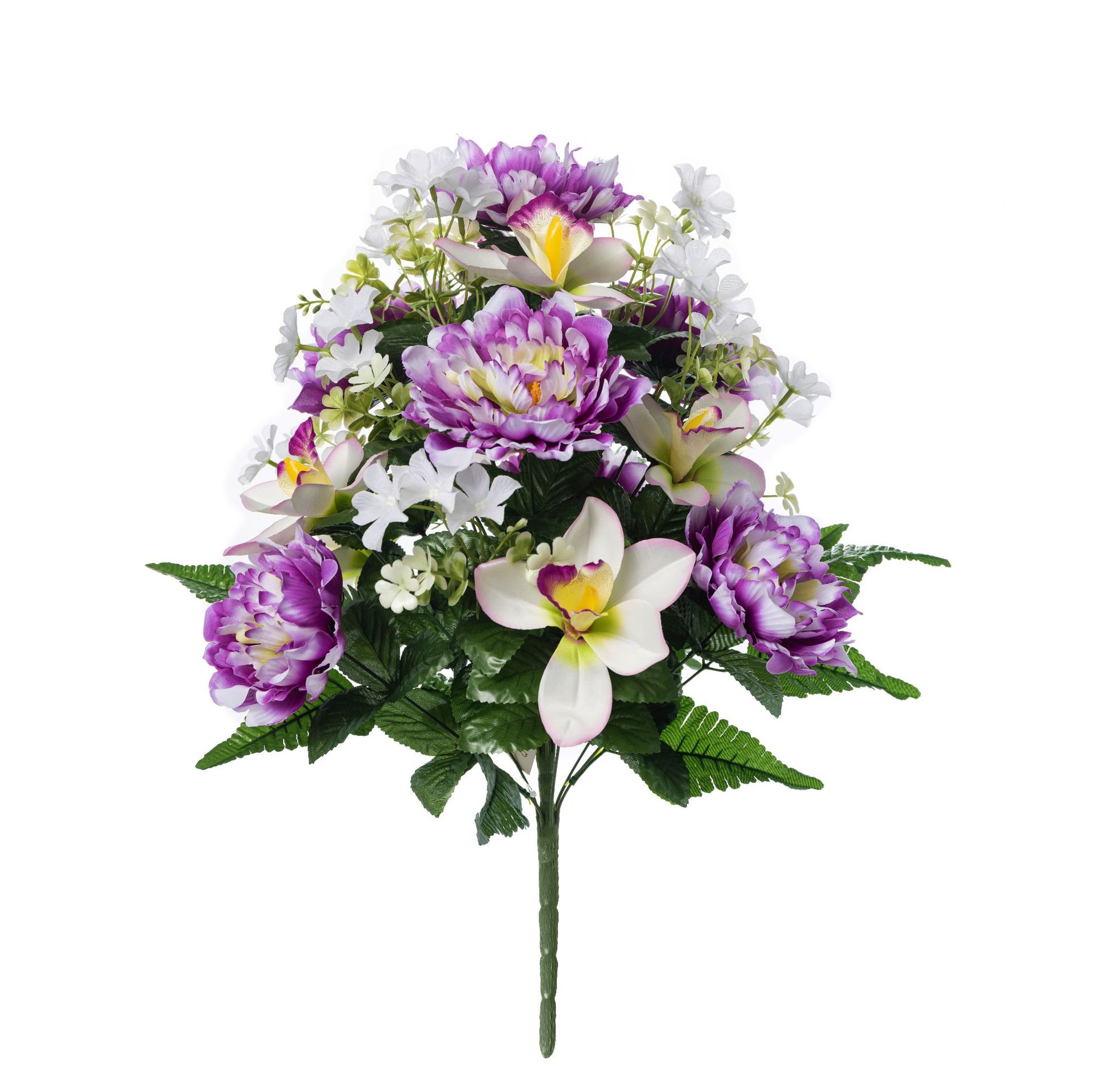 外贸跨境货源24头大把束仿真花玫瑰百合假花花束仿真花装饰摆件白底实物图