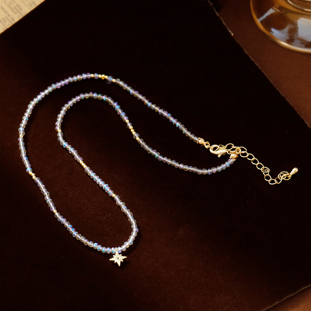 Hyacinth Fresh and delicate crystal bead Bead Octagonal Star necklace with a light luxury, niche and high-end feel 2025 Douyin hit collarbone necklace details Picture