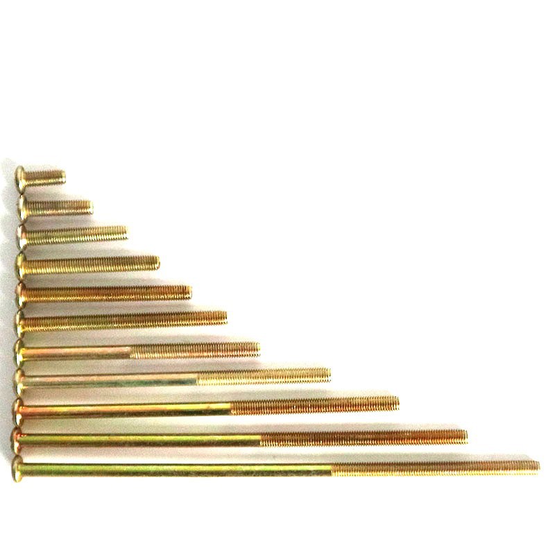 电视挂架/膨胀螺栓/螺栓配件/内外牙螺母/镀彩锌双头螺丝M8白底实物图