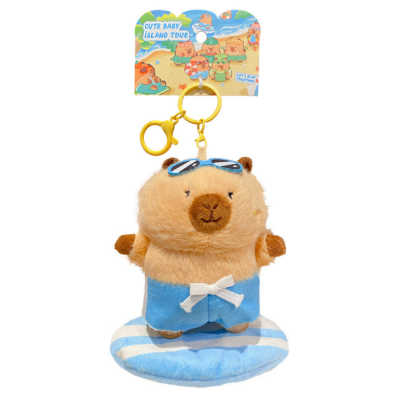 Bai MAO Original Cartoon Capibara Island Resort Series Plush keychain Girls' Cute Capybara Schoolbag Pendant Item Picture