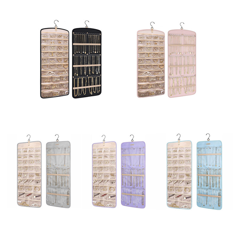 Doble cara colgante joyería bolsa de almacenamiento plegable con gancho de metal pvc anti-oxidación aplicable pendientes collar anillo Item Picture