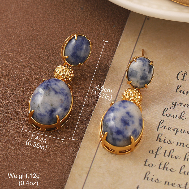 中古vintage复古耳环梵高油画系列滴油花朵珍珠流苏百搭耳饰批发细节图