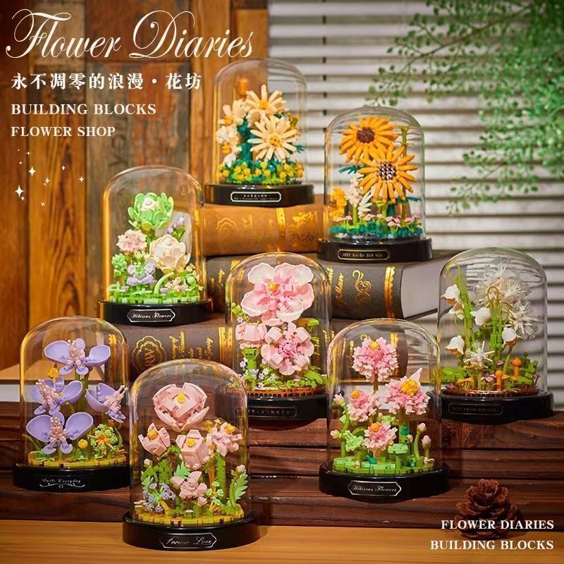 2025新品兼容乐高康乃馨永生花系列模型摆件益智积木拼装玩具礼物
