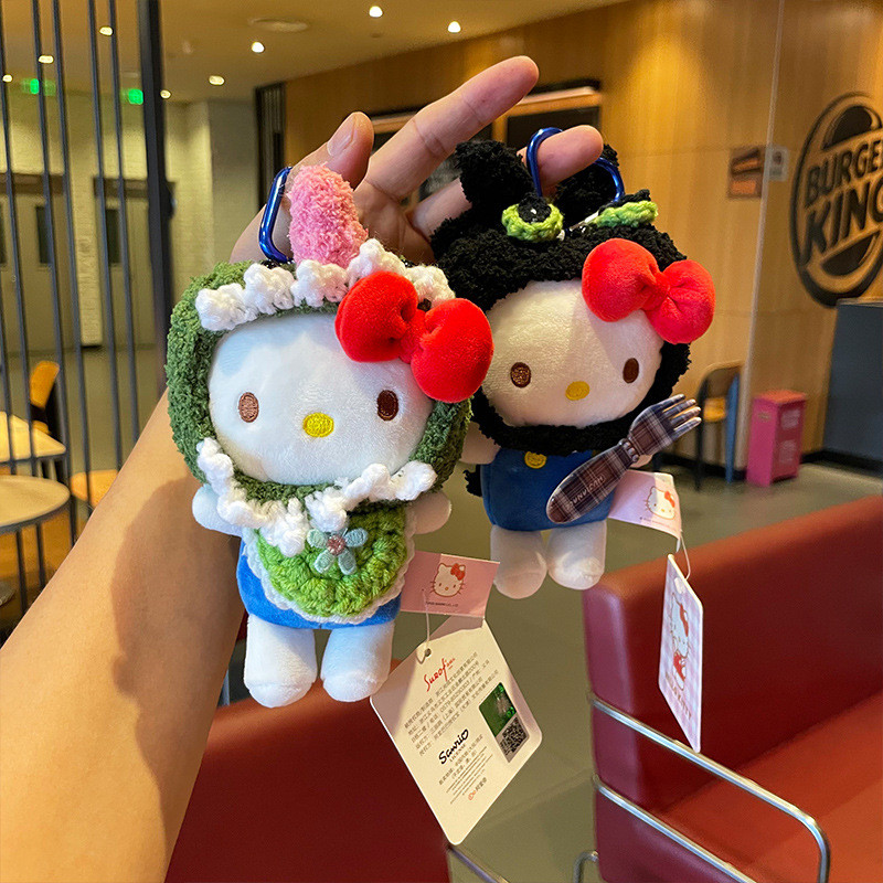 Genuine hellokitty Sanrio kt cat bag pendant, plush toy keychain, schoolbag hanging ornament, doll details Picture