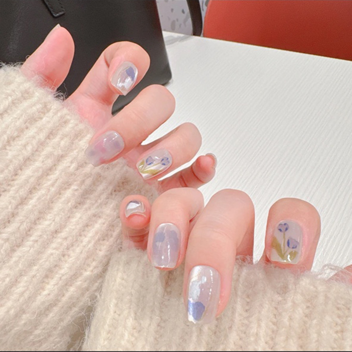 美甲新款晶石猫眼穿戴甲高级感手工美甲甲片10片装分码穿戴甲批发细节图