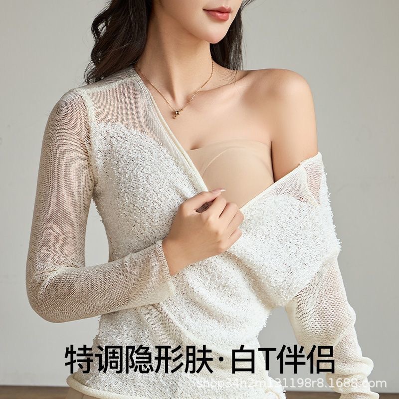 粉底液无肩带内衣女士薄款小胸聚拢防滑不掉隐形无痕抹胸美背文胸