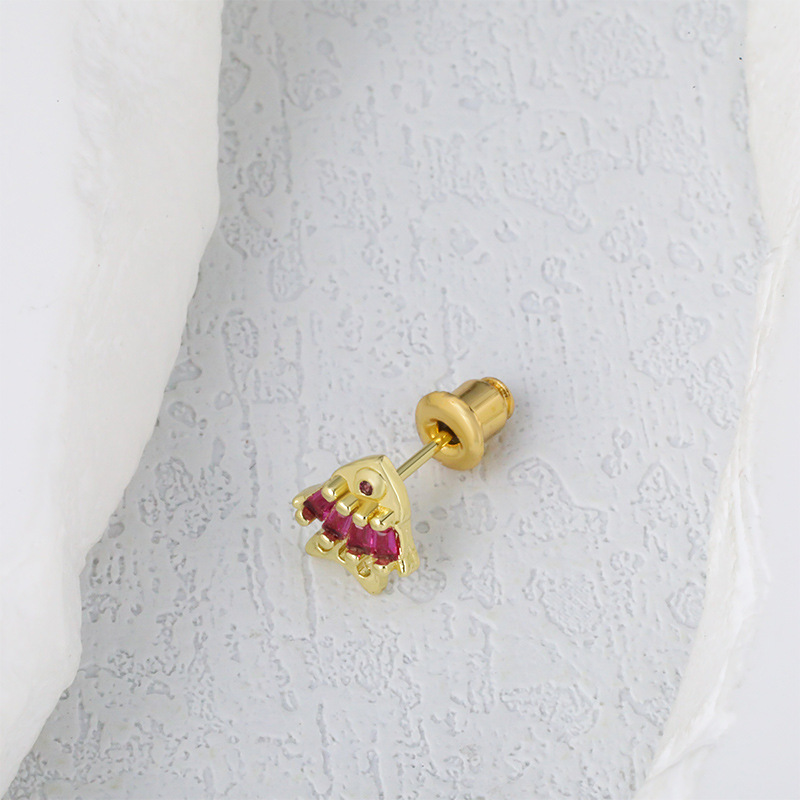 Cross-border best-selling fashionable European and American style cute cartoon stud earrings, fashionable zircon inlaid simple earrings and accessories wholesale details Picture