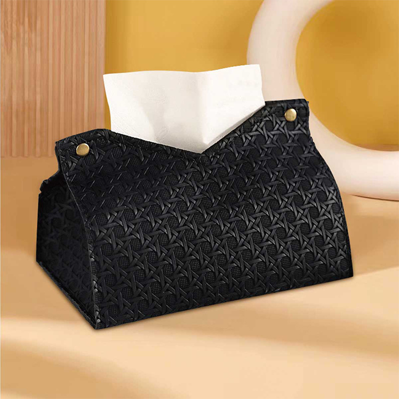 New Light Luxury Rattan Woven Pattern Hotel Living Room Desktop Tissue Storage Box With High Appearance Level For Wholesale In Stock Specification drawing
